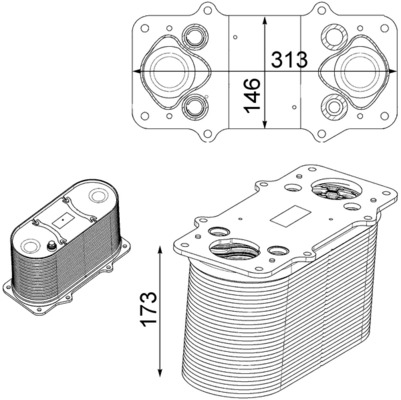 CI232000P, Ladeluftkühler, MAHLE, 51.09500-7148, 51.09500-7169, 51095005016, 51095005020, 51095005023, 51095007197