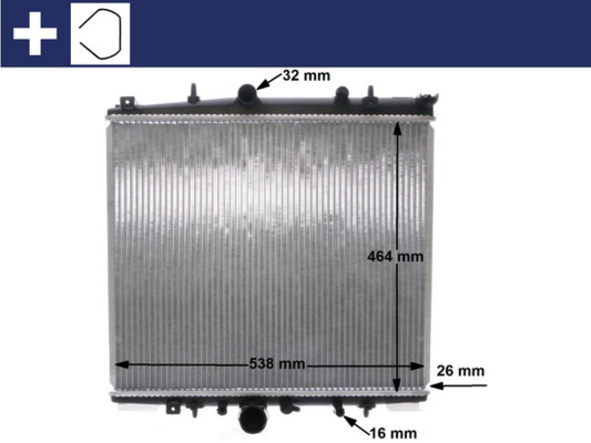 Radiator, engine cooling - CR1435000S MAHLE - 1330A4, 0103.3067, 060049N