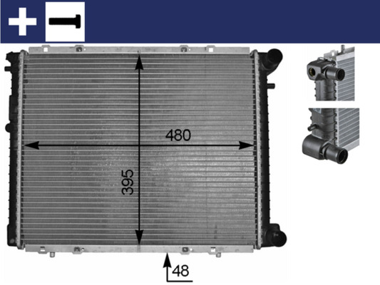 Radiator, engine cooling - CR152000S MAHLE - 7700745164, 7701352038, 7701395098