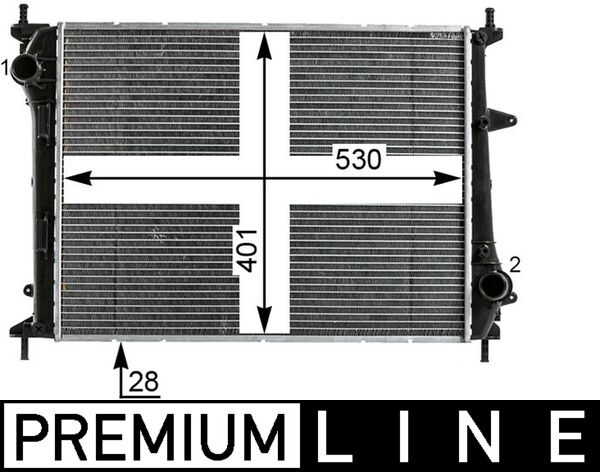 CR1999000P, Radiator, engine cooling, MAHLE, 0000051867532, 51767821, 51867532, 0104.3141, 080092N, 17002329, 53987, DRM09037, FT2329, RA0111180, FT717R002