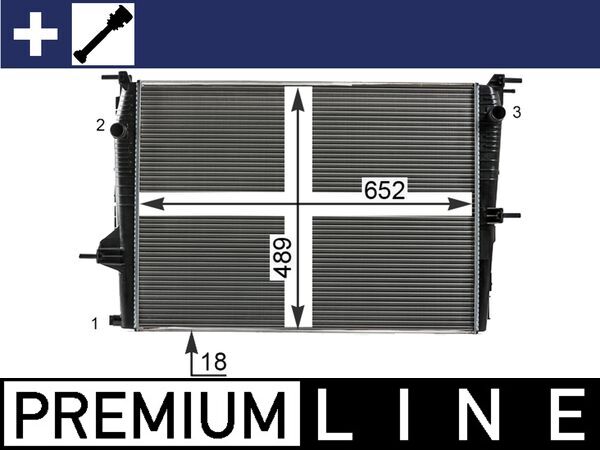 CR23000P, Radiator, engine cooling, MAHLE, 214100014R, 01093098, 105469, 123190, 180077N, 220600, 350213058003, 53965, 637606, 735184, RT2445, 123190/A, 350213199300, RTA2445