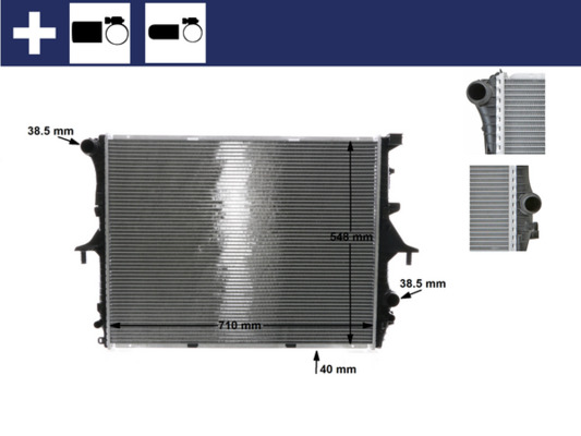 CR571000S, Radiator, engine cooling, MAHLE, 7L0121253, 95510614200, 7L0121253A, 95510614201, 7L6121253C, 53798, 65276A, VW2214, VWA2214