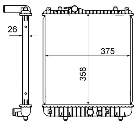 CR836000S, Radiator, engine cooling, MAHLE, 09210556, 13182786, 4705904, 4707764, 9210556, 350213979000, 37002542, 53862, 630738, 734331, OL2542, OPEL5298A, OLA2542