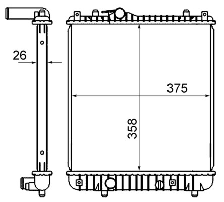 CR837000S, Radiator, engine cooling, MAHLE, 09210556, 13182786, 4705904, 4707764, 9210556, 350213979000, 53825, 630738, 734330, OL2382, OPEL5298A, 53825A, 734331, OLA2382, 53862, 53862A