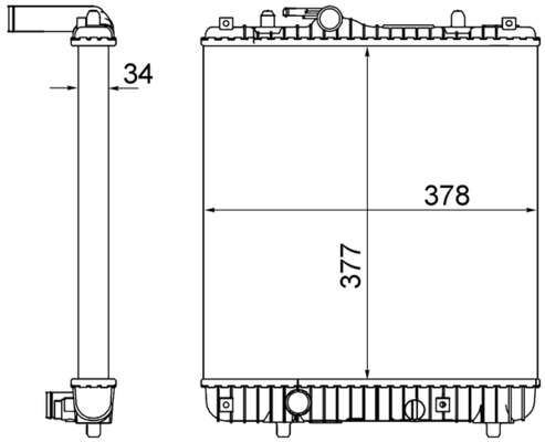 CR837001S, Radiator, engine cooling, MAHLE, 09210556, 4705904, 9210556, 104549, 14396, 150144N, 234330, 350213979000, 37002382, 5032302382, 53825, 60372382, 630738, OL2382, QER2467, 104864, 5032302542, 53862, 60372542, 734330, OLA2382, 734331