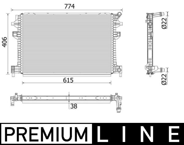 CIR30000P, Chladič, chlazení motoru, Chladič, MAHLE, 5Q0121251FB, 5Q0121251HQ, 5Q0121251GC, 5Q0121251GG, 5Q0121251HP, 65328, DCM3871