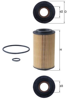Oil Filter - OX153D4 MAHLE - 05080244AB, 1121840225O.D., 6641800009