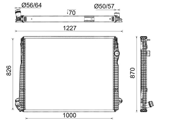 CR2452000P, Chladič, chlazení motoru, Chladič, MAHLE, 2439720, 2439722, 2473321, 2552201, 270020X, 500005, 606322, SC2093, WG2184514