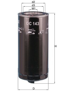 Olejový filtr - OC143 MAHLE - 5700043, AT274340, 570004323