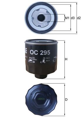 Olejový filtr - OC295 MAHLE - 030115561AA, 030115561AB, 030115561AD