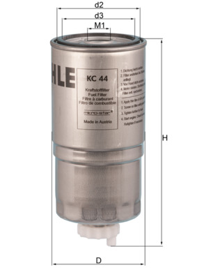 Fuel Filter - KC44 MAHLE - 84477374, 89512387, 84814637