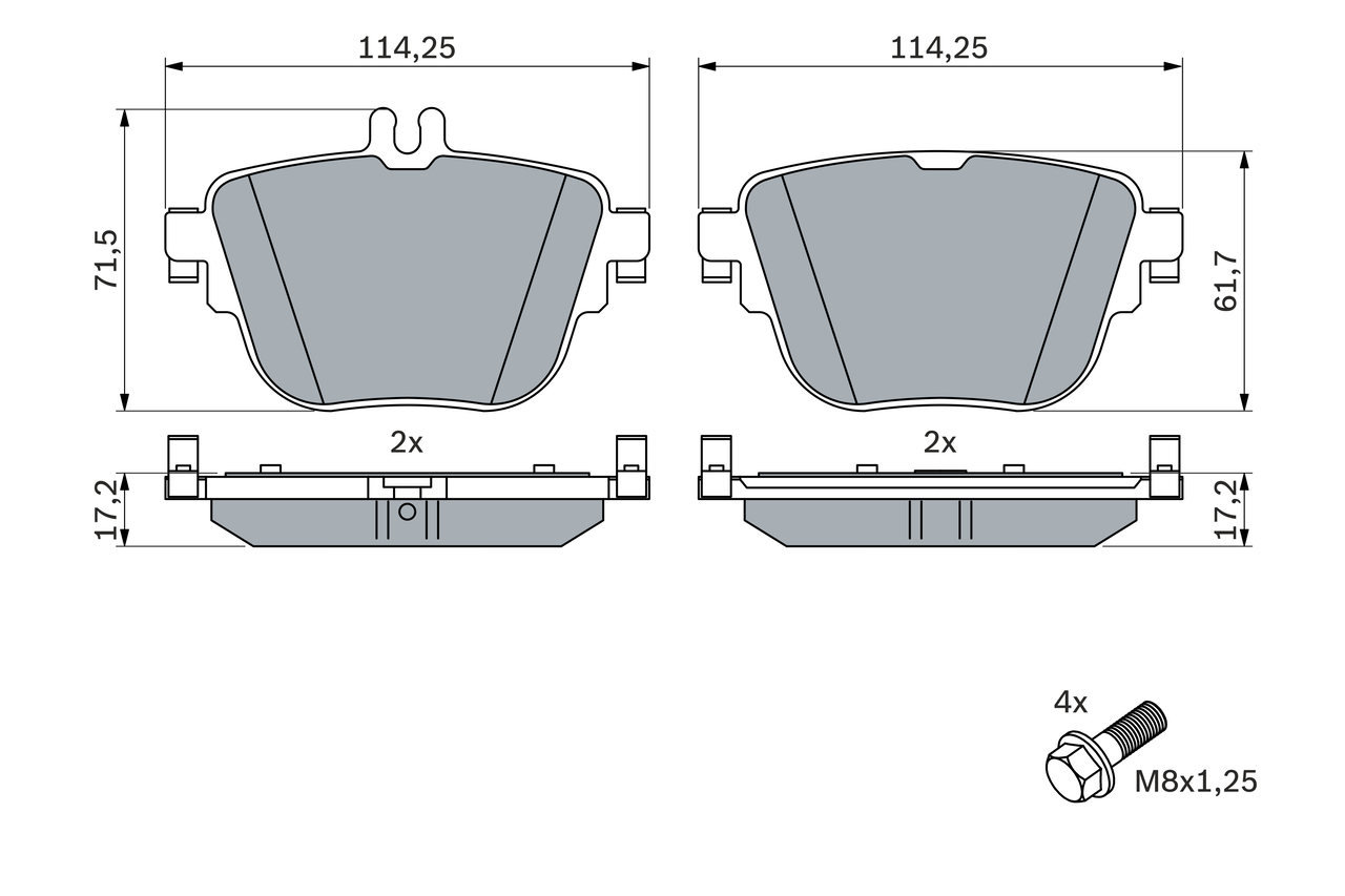 Brake Pad Set, disc brake - 0986424859 BOSCH - A0004206200, A0004207903 ...