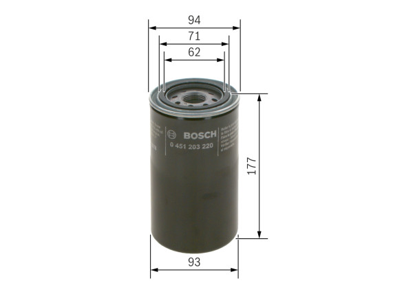 0451203220, Oil Filter, BOSCH, 1161934, 250522, 309944, 4134287, 5001846638, 6002-11-5213, 611049, 1173482, 6002-11-5214, 661049, 1174419, 049809, 2315202, 4074, 474-OS, 9329, AZL009, BC1042, DO265, EFL175, FT5218, H19W01, KO1533, LF4154, LK-1172, OC27, OP626/4, P550950, PC204, PH2880