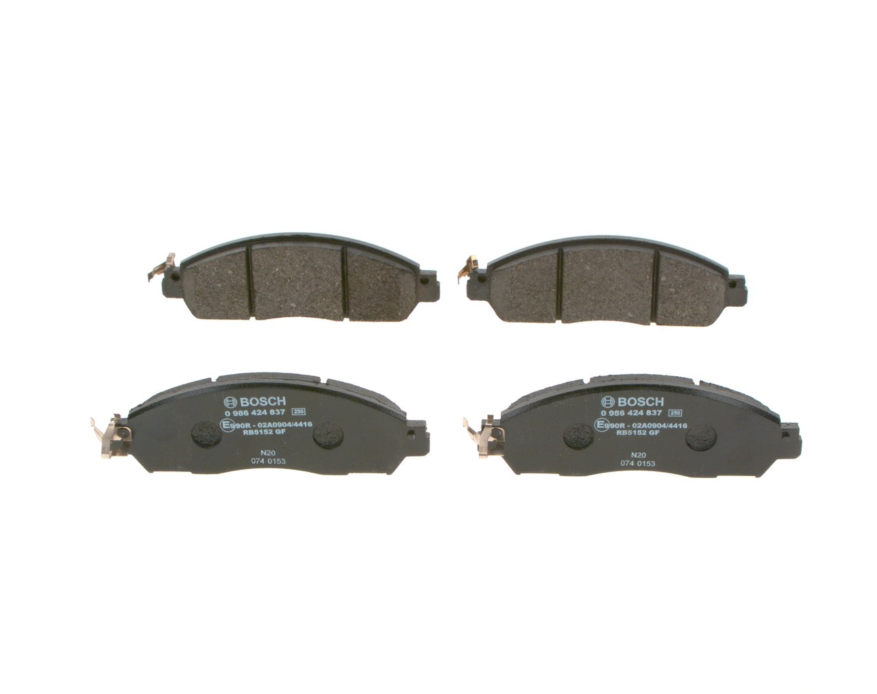 0986424837, Brake Pad Set, disc brake, BOSCH, D10604KH0C, D1MFM4KJ1J, D10604KJ1A, D10604JA0A, 05P2056, 0986T18049, 13046055382, 182249, 2161204, 2243901, 302890, 573857J, 8DB355032-071, FDB5090, GDB2182, LP3291, MDB3914, P56118, PAD2044, T2576, 05P2056K, 601680, 8DB355045-201, GDB7948, P56118N, PD3761, 671149, GDB7948DT, 671771