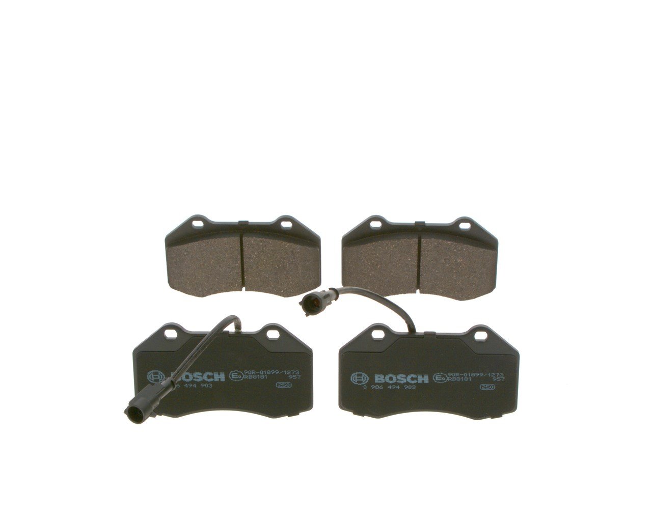 0986494903, Brake Pad Set, disc brake, BOSCH, 71773661, 77365672, 77367517, 05P1671, 13046048532, 181879203, 2111312, 2468701, 302912, 573957J, 8DB355016-141, FDB4320, LP2280, MDB3207, P23139, T2111, 13047048532, 2111322, 2468703, 601275, 8DB355021-621, P23139N, T2429, 601759, 670275, 671275