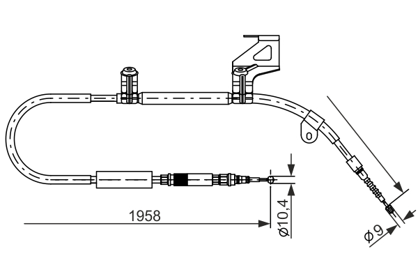 Cable Pull, parking brake - 1987477604 BOSCH - 4B0609721Q, 4B0609722L, 4B0609722N