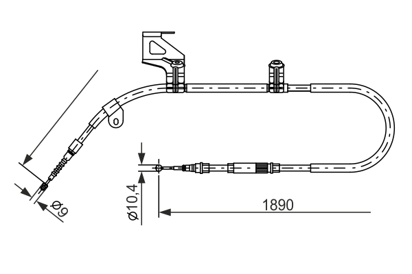 Cable Pull, parking brake - 1987477803 BOSCH - 3B0609721AC, 3B0609721F, 3B0609721L