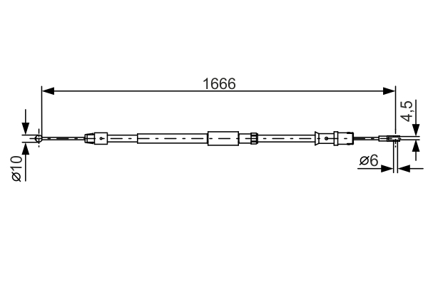 Cable Pull, parking brake - 1987482032 BOSCH - 2E0609701AQ, A9064202085, 2E0609701J