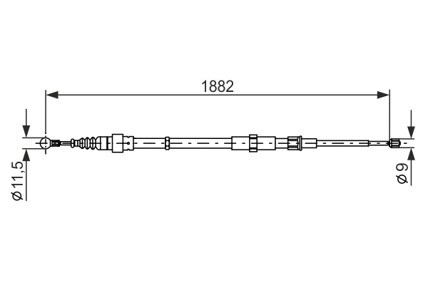 Cable Pull, parking brake - 1987482193 BOSCH - 6Q7609721C, 6Q7609721E, 10.9051