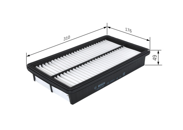 F026400495, Air Filter, BOSCH, AJ5713Z40, AJ57-13-Z409A, AJ5713Z40U, AJ5713Z409U, 42885, A1409, A25525, AG1441, ALA-1207/3, AP113/9, C31012, CA11074, LX2632, MA5645, MD8626, PA4360, PA7687