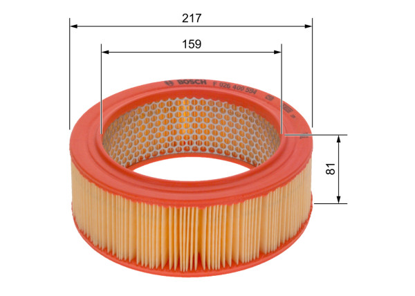 F026400594, Vzduchový filtr, Vzduchový filtr, BOSCH, 0008549061, 1444N4, 3I1019, 9974697, A700X9601YA, 0854906100, A720X9601FA, 0855510100, A800X9601SA, 1498432, 7701021327, 5000009, 7701348021, 5006949, 7701348025, 7701480025, 7707021327, 8671014044, 8671014045, 253, 2770100, 585642, 860, A196, A37078, A448, AF0405, AF146, AF308, AG175