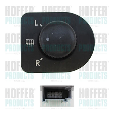 Switch, exterior rearview mirror adjustment - HOFH206027 HOFFER - 1J1959565C, 1J1959565E, 1J1959565F