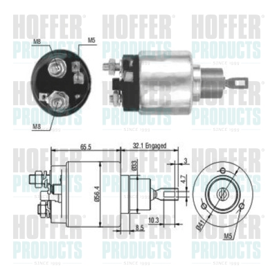 Solenoid Switch, starter - HOF46003 HOFFER - 9943572, A0041515601*, A0041517901*
