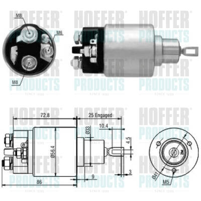 Solenoid Switch, starter - HOF46010 HOFFER - A0011522810, A0051516501*, A1121510001*