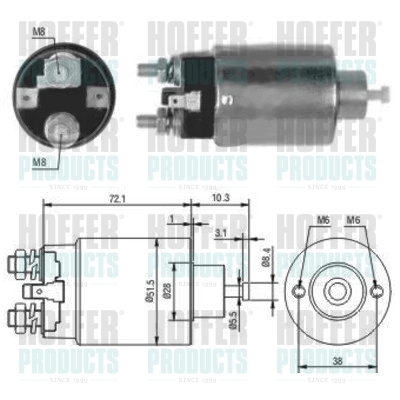 Solenoid Switch, starter - HOF46027 HOFFER - 23343M8111, 31100-8303*, M1T74581*