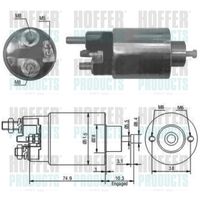 Solenoid Switch, starter - HOF46029 HOFFER - M0T80082*, MO00T80082, MOT80082*