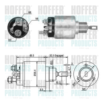 Solenoid Switch, starter - HOF46064 HOFFER - 03G911287G, 91160410201*, 96460410400*