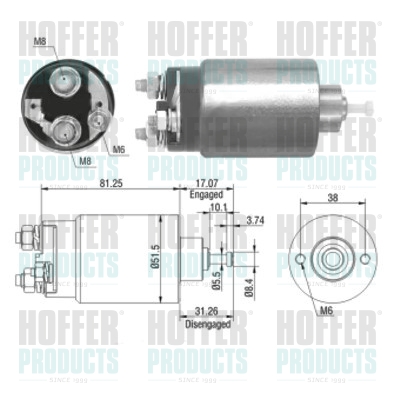 Solenoid Switch, starter - HOF46082 HOFFER - SA-818*, XS6U-11000-AC*, F78Z-11390-AA