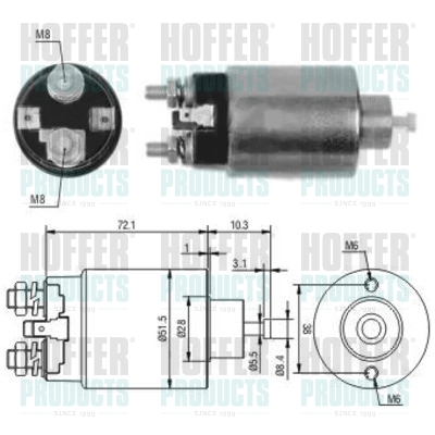 Solenoid Switch, starter - HOF46094 HOFFER - 23300-8H801, M2T31081*, 23300-8H80A