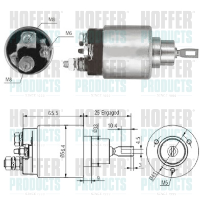 Solenoid Switch, starter - HOF46117 HOFFER - 46796553*, 46763530*, 77363708