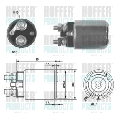 Solenoid Switch, starter - HOF46120 HOFFER - 4448694*, 4741699*, 79036683