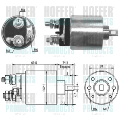 Solenoid Switch, starter - HOF46122 HOFFER - 1202127*, 6202020*, 1202002*
