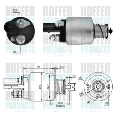 Solenoid Switch, starter - HOF46126 HOFFER - 02T911023M, 02T911023MX*, 02T911024Q*