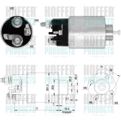 Solenoid Switch, starter - HOF46157 HOFFER - 46823543, 55192482, 6202074*