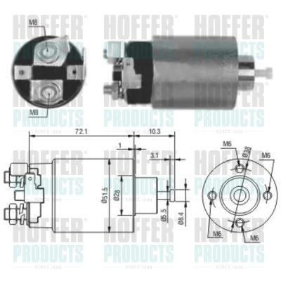 Solenoid Switch, starter - HOF46162 HOFFER - 23343-M8210, M3T27781*, N326-18-X10