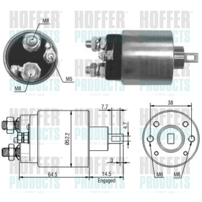 Solenoid Switch, starter - HOF46166 HOFFER - 5802H8, 5802M4, 96125588*