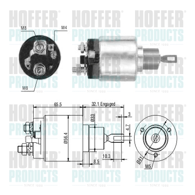 Solenoid Switch, starter - HOF46244 HOFFER - A0011522010, 0011522010, 0001110113*