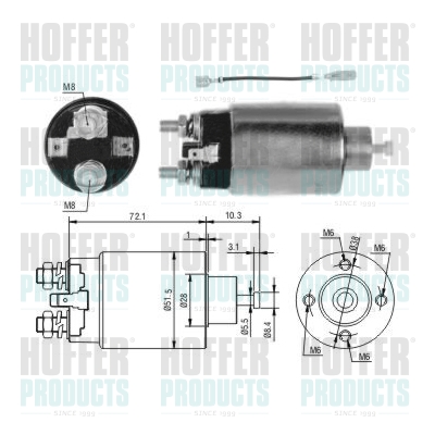 Solenoid Switch, starter - HOF46282 HOFFER - E356-18-X10, MO01T73381*, MO01T70483*