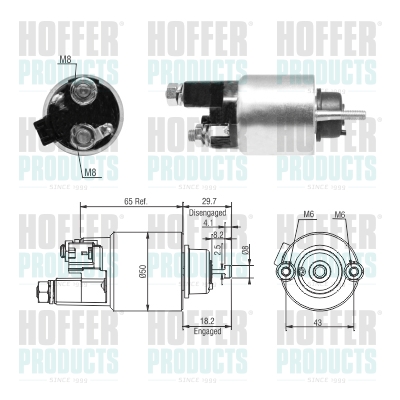 Solenoid Switch, starter - HOF46298 HOFFER - 28100-11140*, 28150-16160, 28100-21030*