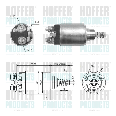 Solenoid Switch, starter - HOF46312 HOFFER - 9971885, 0001230020*, 227824