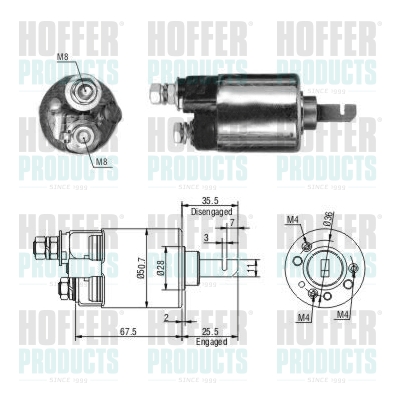 Solenoid Switch, starter - HOF46316 HOFFER - 31210P01005, 31210P13904, 31210P30005