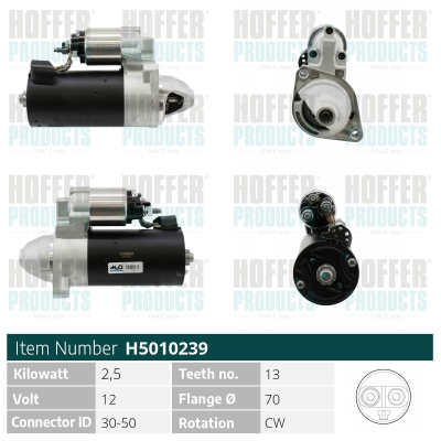 HOFH5010239, Starter, HOFFER, 6519062300, A6519064300, A651906280080, A6519062800, A651906240080, A6519062400, A651906230080, A6519062300, 6519064300, 651906280080, 6519062800, 651906240080, 6519062400, 651906230080, 0986024597, 114742, 20401305OE, 220868A, 3210, 32803N, 471280006, 5010239, 6010503.0, 88214371, 8EA011611561, CS1586, CST10503AS, H5010239, LRS02522, S0540