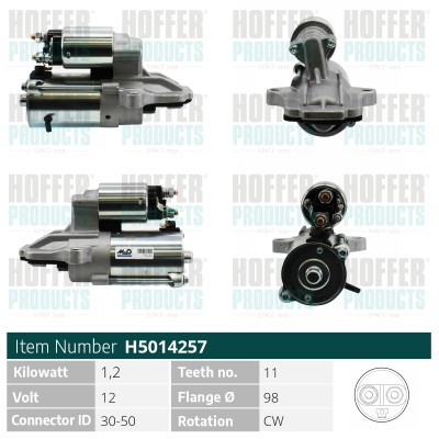 Anlasser, Starter - HOFH5014257 HOFFER - 4M5T-11000-AA, 1366473, 1478129