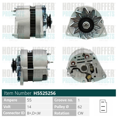 Alternator - HOFH5525256 HOFFER - 84AB-10346-MB, 5023529, 89FX-10300-GA