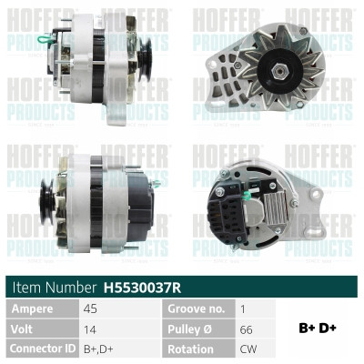 HOFH5530037R, Lichtmaschine, HOFFER, 4417595, 4458618, 7546343, 4456152, 7546342, 77110410, 4451759, 5973035, 77110411, 5973034, 4450594, 5962646, 46231655, 5952011, 5947366, 5947376, 063321001010, 111078, 13430, 20104211BN, 2030112.0, 210225, 280877, 32680330, 4141, 436113, 471290738, 505.012.045.311, 5530037R, 554098RI