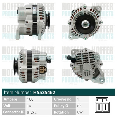 Alternator - HOFH5535462 HOFFER - 23100-BN300, A3TB0771, LR1100-724C